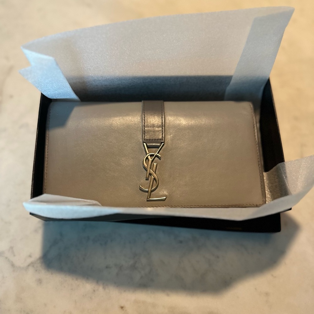 Saint Laurent Gray Wallet/Purse with Silver Accents + COA - Picture 10 of 10